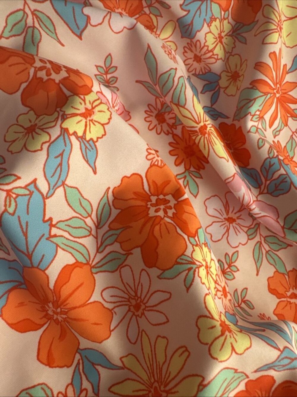 NWT cupshe one piece swimsuit large womens Retro Floral pink orange blue Runched - Picture 9 of 10